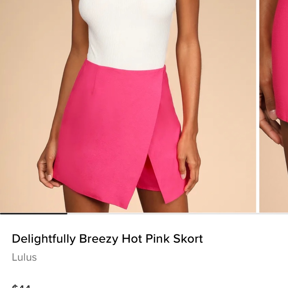 NWT Lulu’s Delightfully Breezy Hot Pink Skort